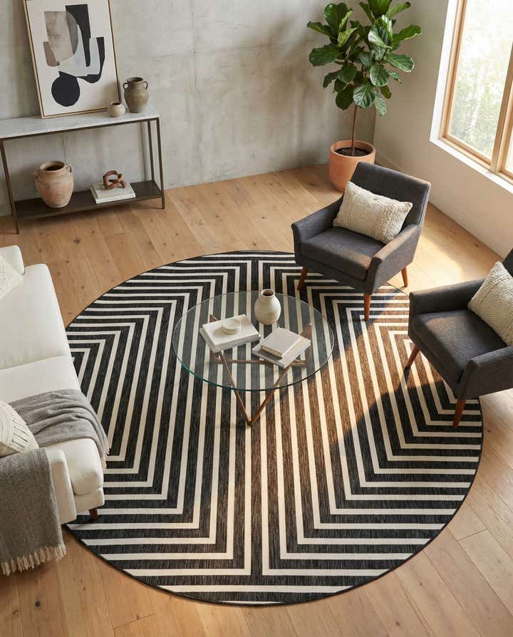 10' x 10' Easy-Clean Modern Indoor / Outdoor Round Rug