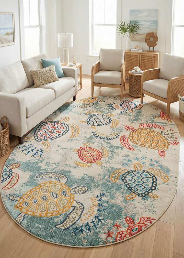7' 10 x 10' Washable capri Oval Rug