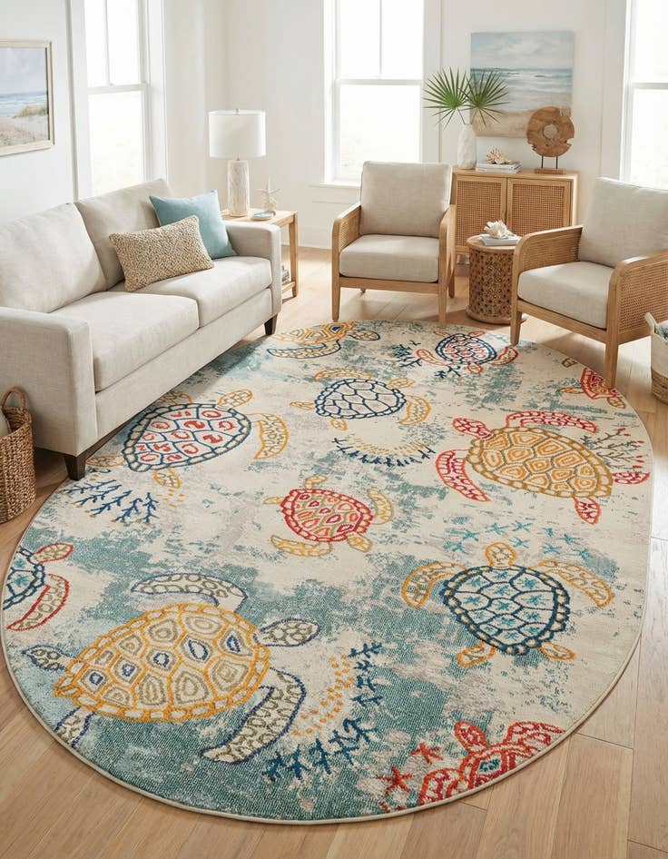 Detail image of 7' 10 x 10'  Washable capri Oval Rug