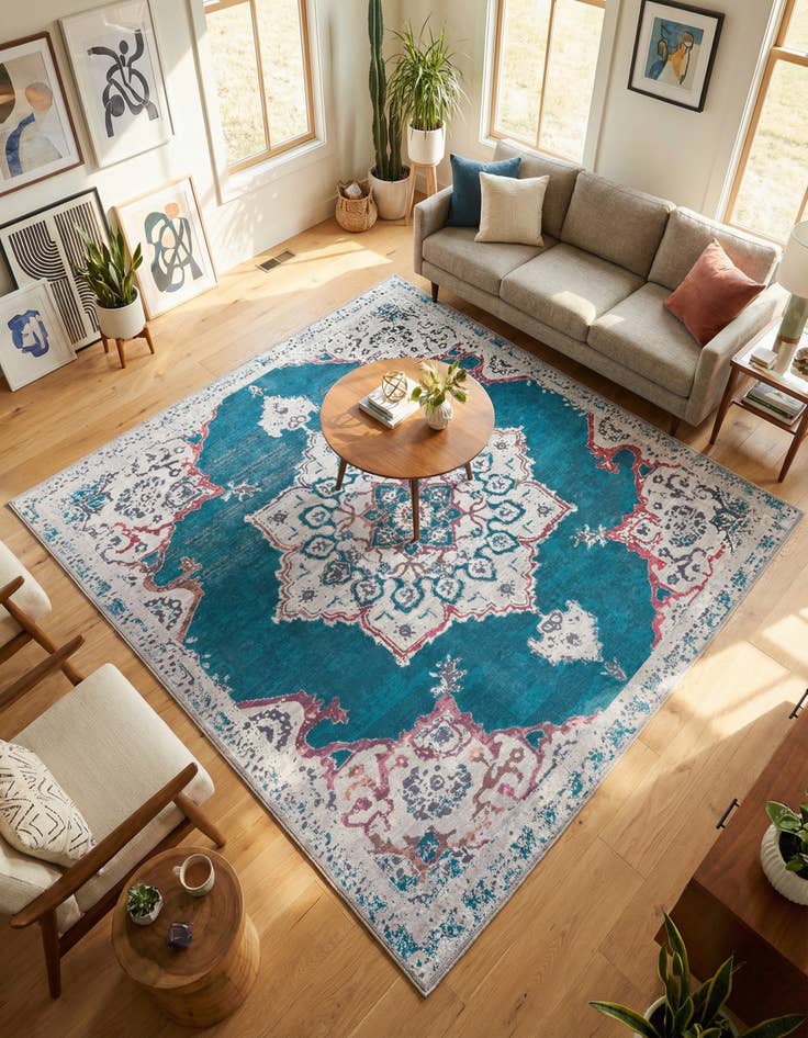 Detail image of 7' 10 x 7' 10 Washable Francesca Square Rug