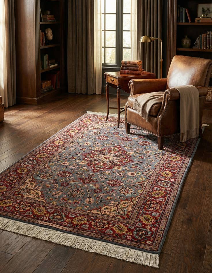 Detail image of 4' 1 x 6' 10 Hand Knotted Kashmir Wool Rug