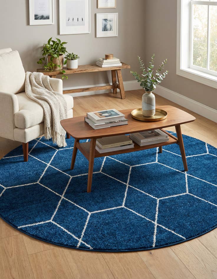 Detail image of 5' 3 x 5' 3 Lattice Frieze Round Rug