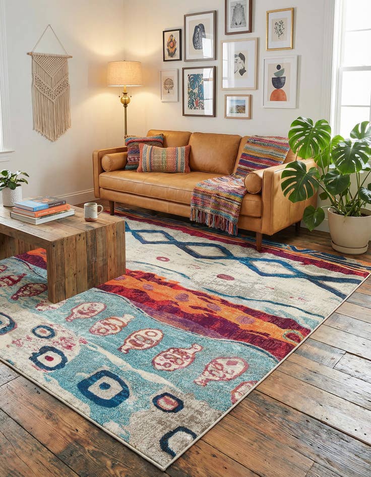 Detail image of 7' 10 x 7' 10 Washable Vivid Square Rug