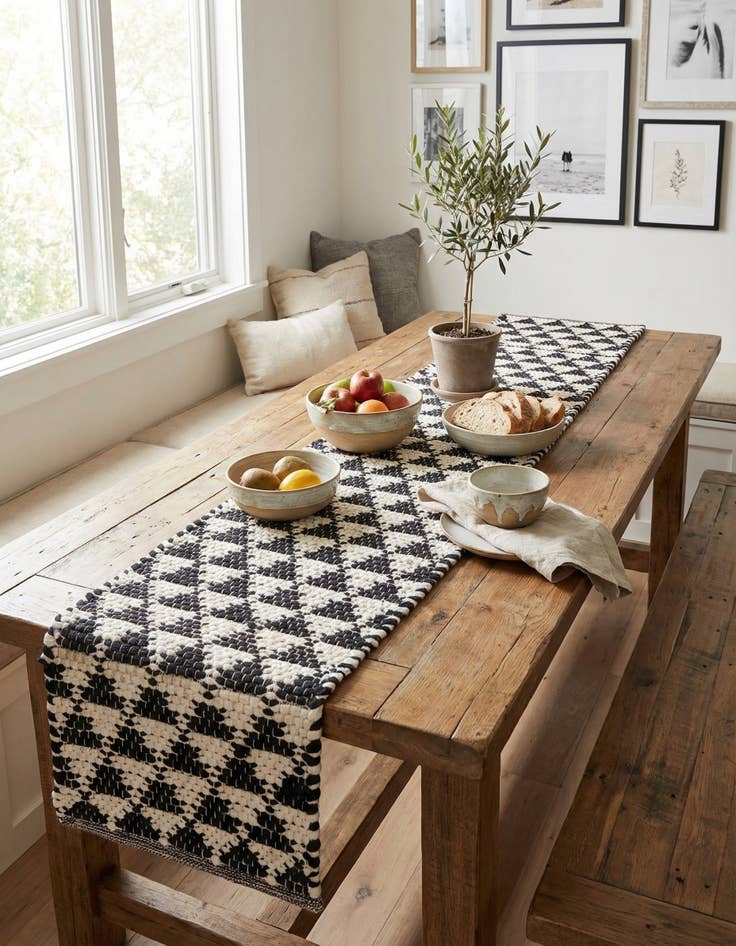 Detail image of 1' 2 x 6' 1  Hand Woven Chindi Jute Table Runner Rug