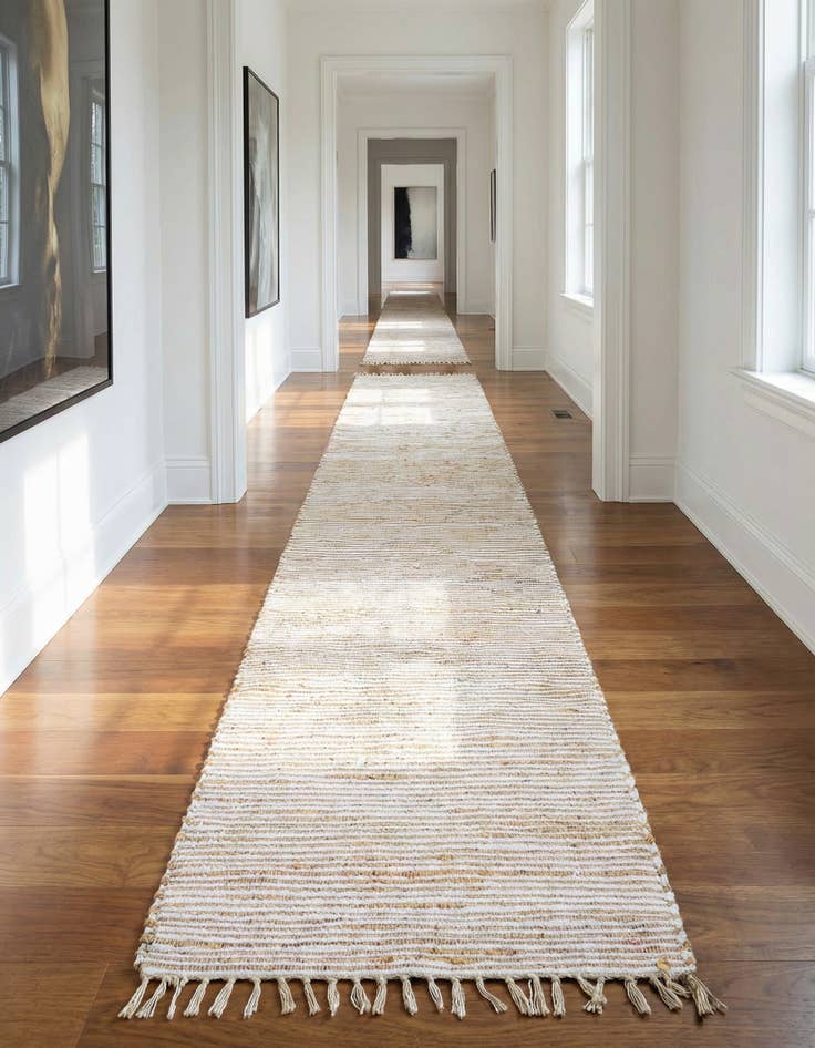 Detail image of 2' 11 x 16' 1  Hand Woven Chindi Jute Runner Rug