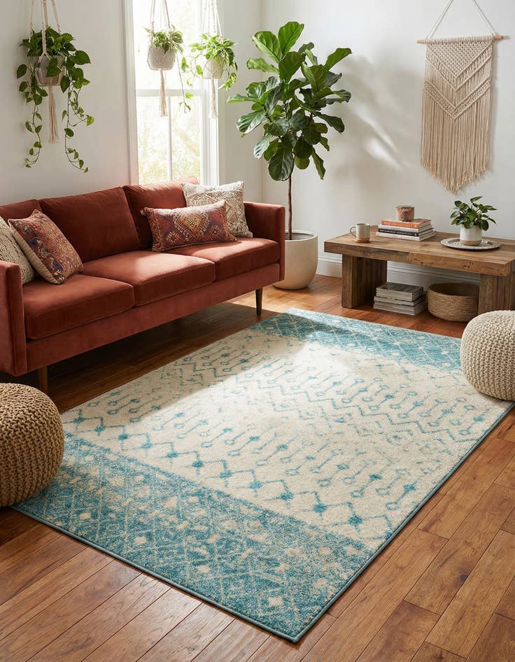 Detail image of 5' 3 x 8' Moroccan Trellis Rug