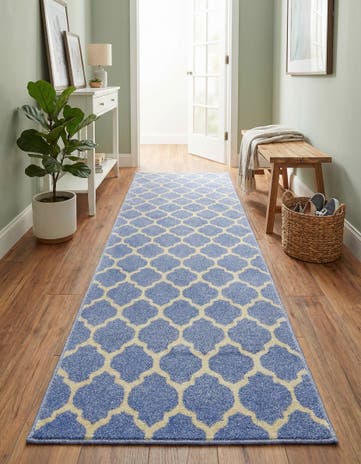 Light Blue Lattice Runner Rug