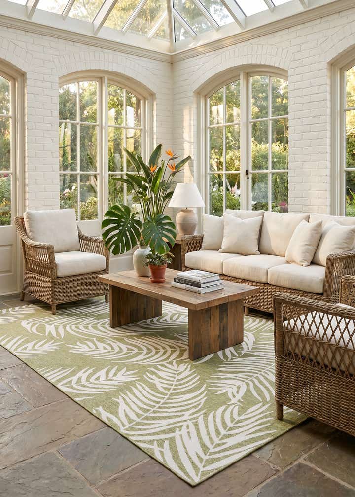 10' x 14' Easy-Clean Botanical Indoor / Outdoor Rug