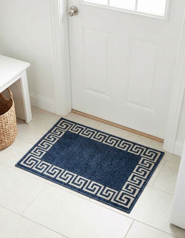Navy Blue Greek Key Rug