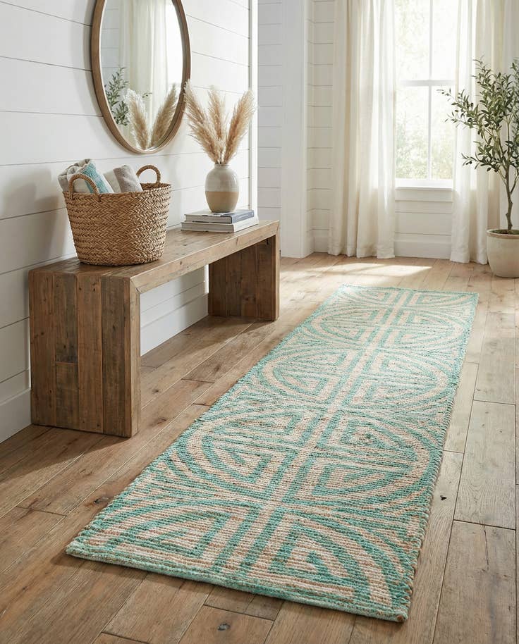 Detail image of 2' 2 x 8' Hand Woven Chenille Jute Runner Rug