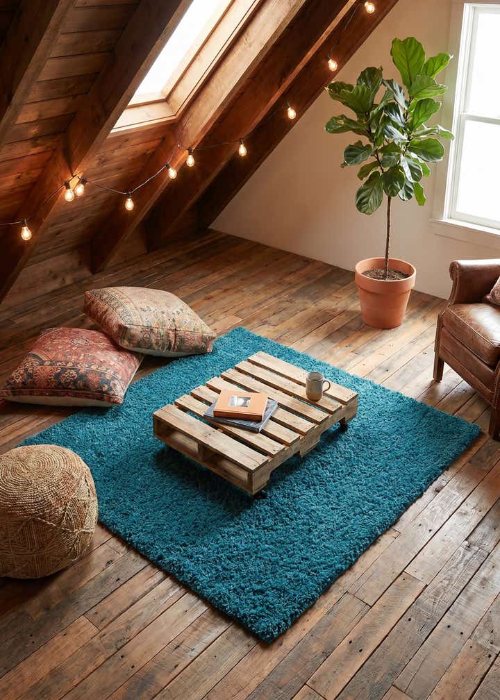 5' 3 x 5' 3 Solid Shag Square Rug