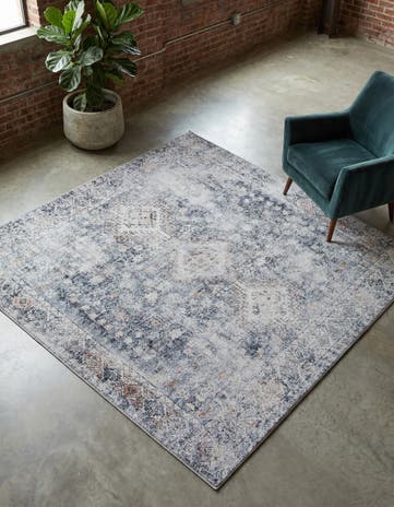 Antique Gray Washable Yara Square Rug