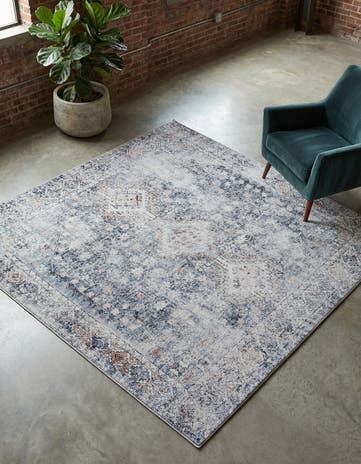 Antique Gray Washable Yara Square Rug