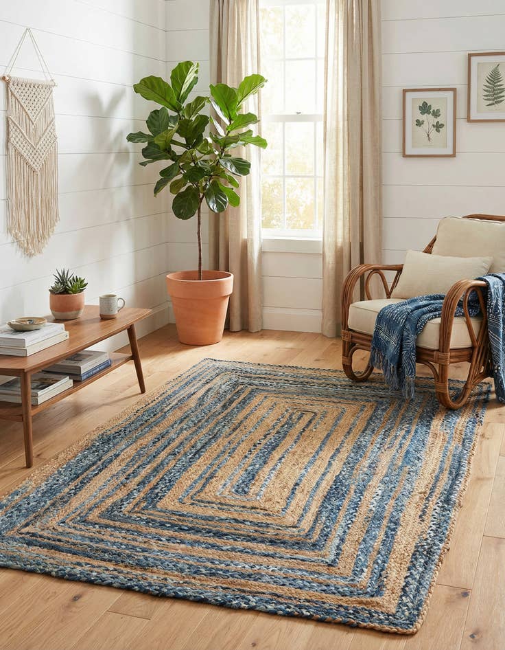 Detail image of 5' 1 x 8' Handmade Braided Chindi Rug