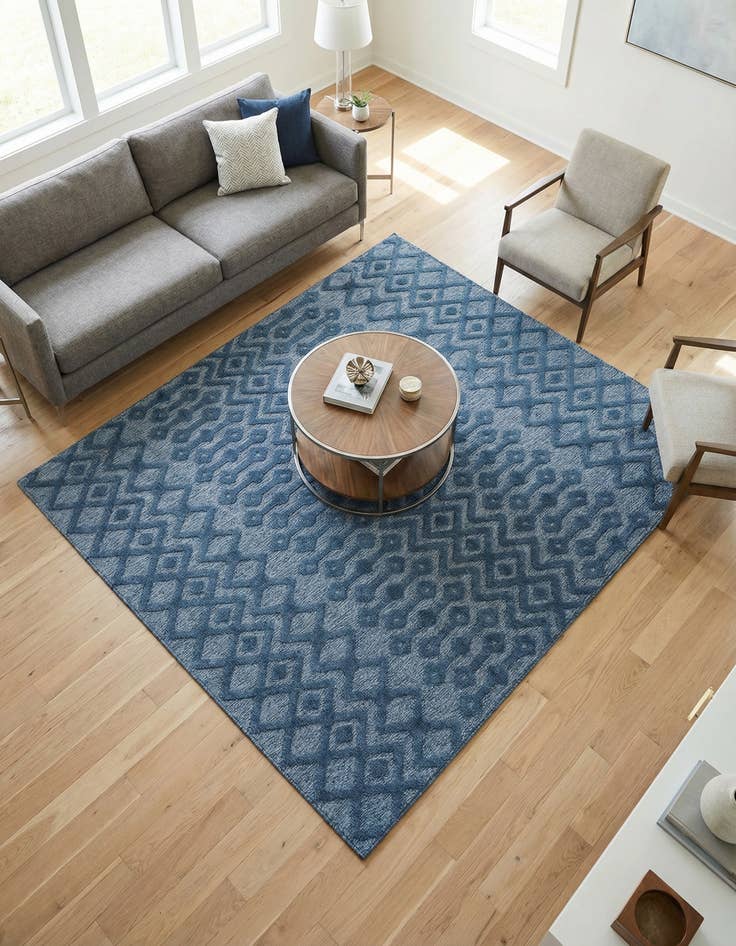 Detail image of 7' 10 x 7' 10  Washable Trellis Textured Indoor / Outdoor Square Rug