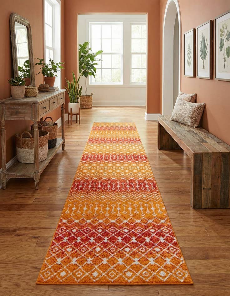 Detail image of 3' 3 x 16' 5 Moroccan Trellis Runner Rug