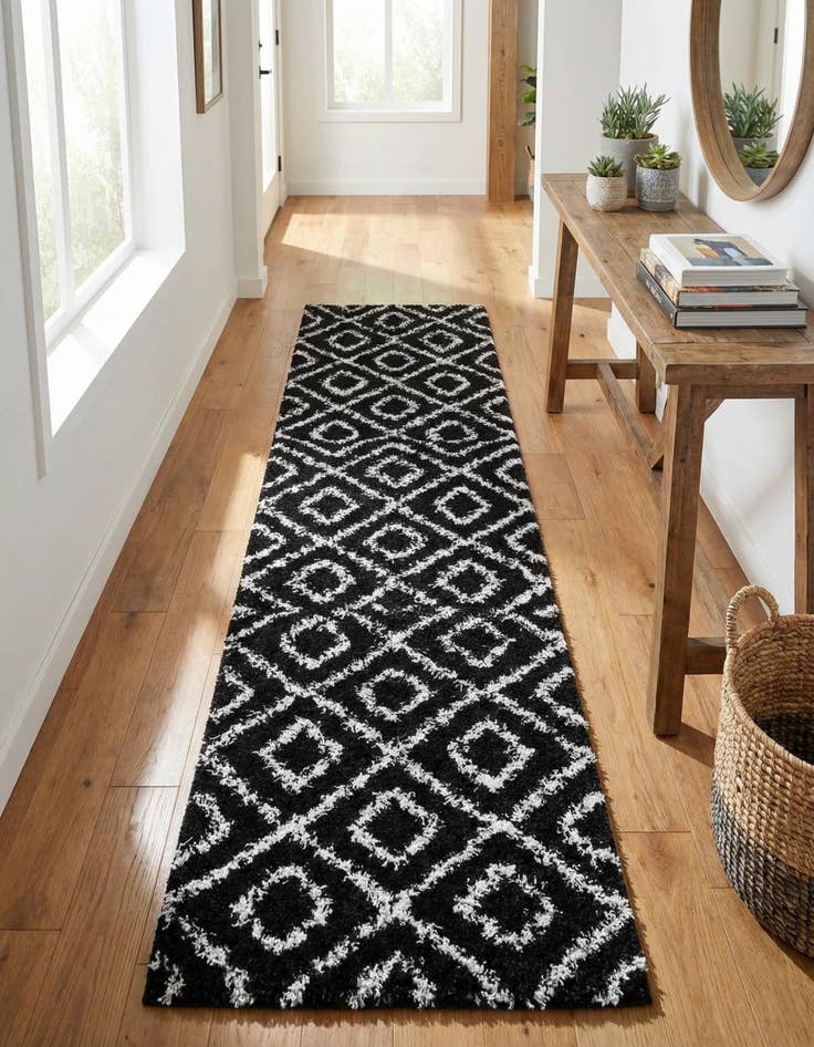 Detail image of 2' 7 x 10' Trellis Shag Runner Rug