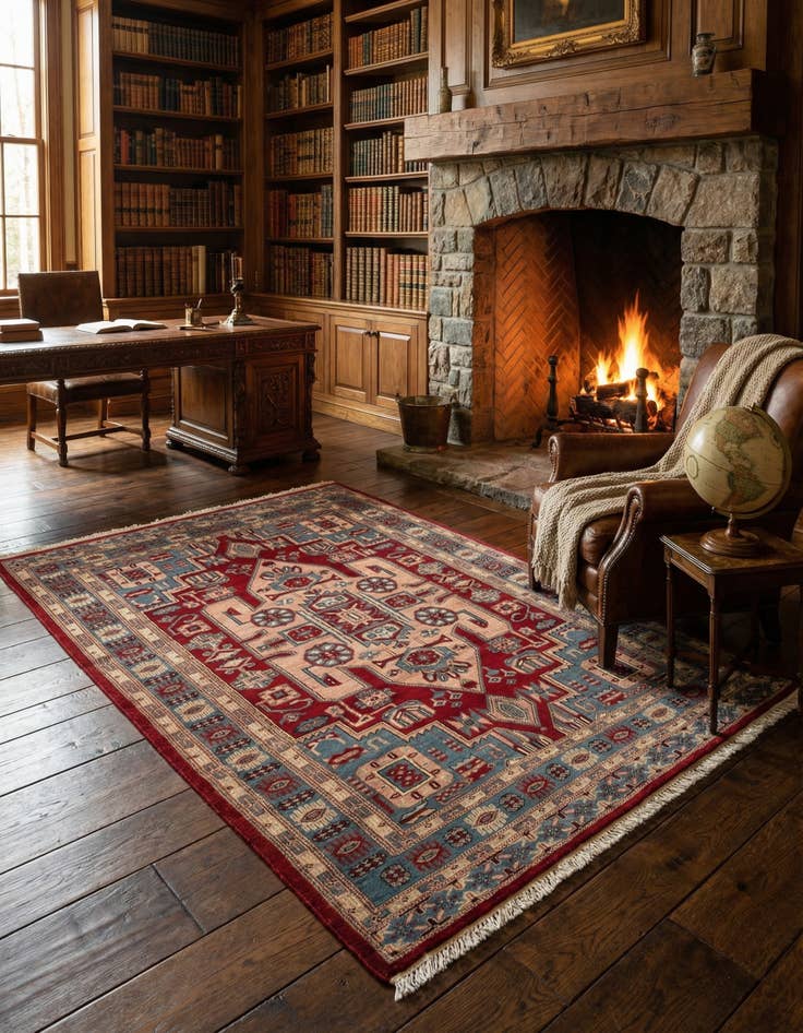 Detail image of 4' 1 x 6' Hand Knotted Kazak Oriental Wool Rug