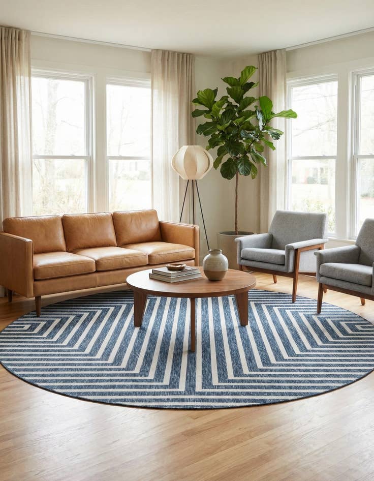 Detail image of 10' x 10'  Washable Modern Indoor / Outdoor Round Rug