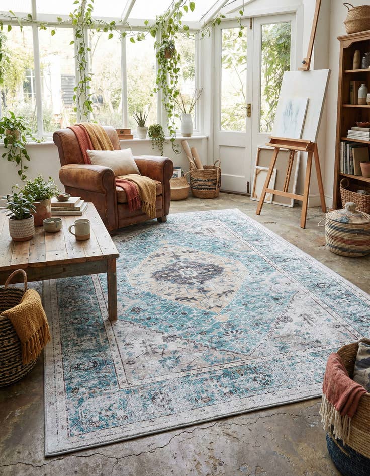 Detail image of 6' x 9'  Washable Yara Rug