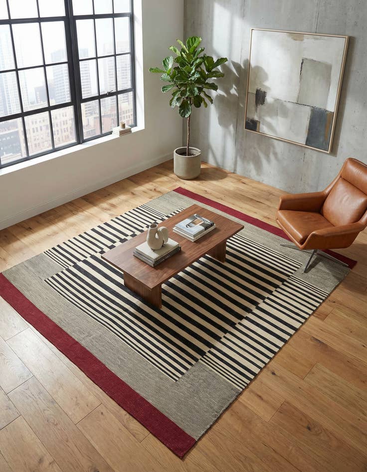 Detail image of 6' 5 x 7' 7 Hand Woven Kilim Modern Wool Square Rug