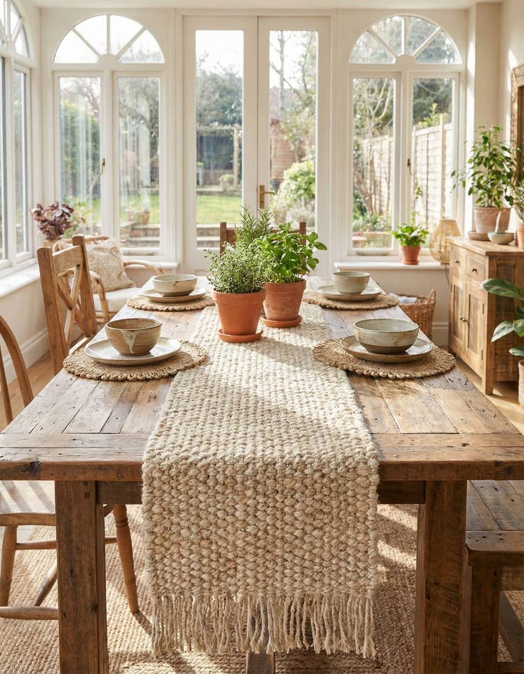 Detail image of  1' 2 x 10'  Hand Woven Chunky Jute Table Runner Rug