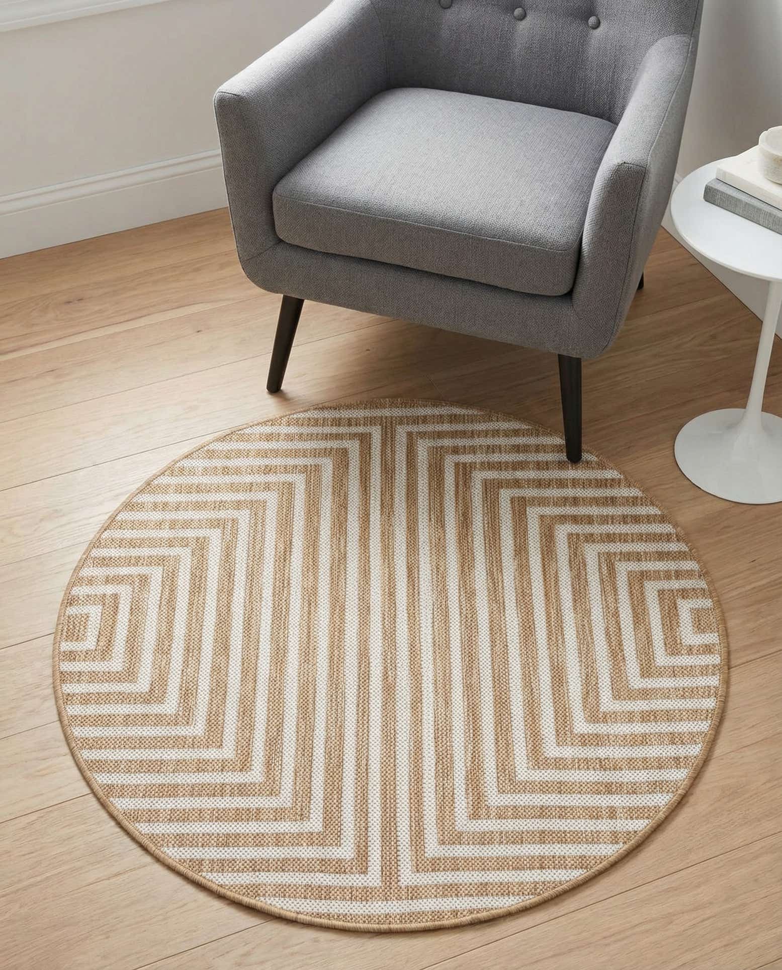 3' x 3' Easy-Clean Modern Indoor / Outdoor Round Rug