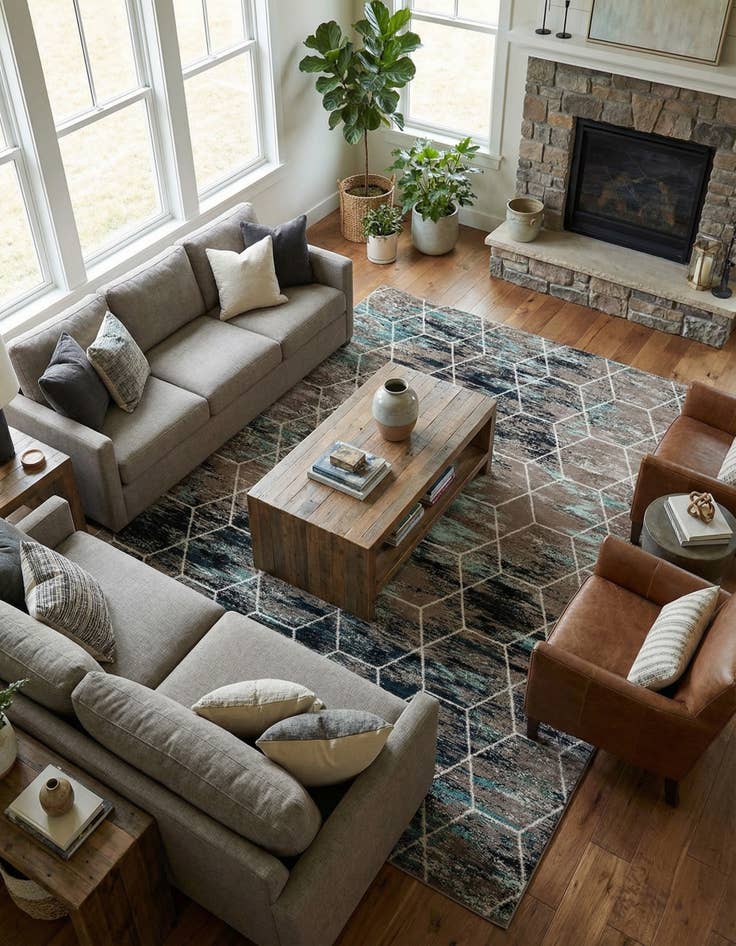 Detail image of 10' x 14' Lattice Frieze Rug