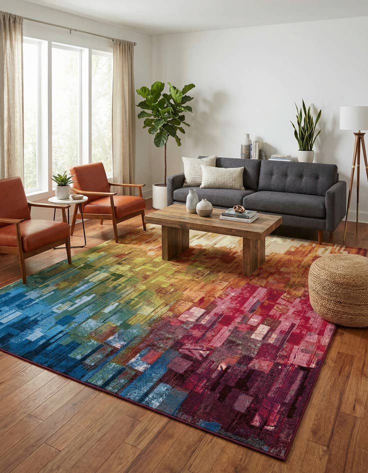 Detail image of 6' x 9'  Washable Modern Indoor / Outdoor Rug