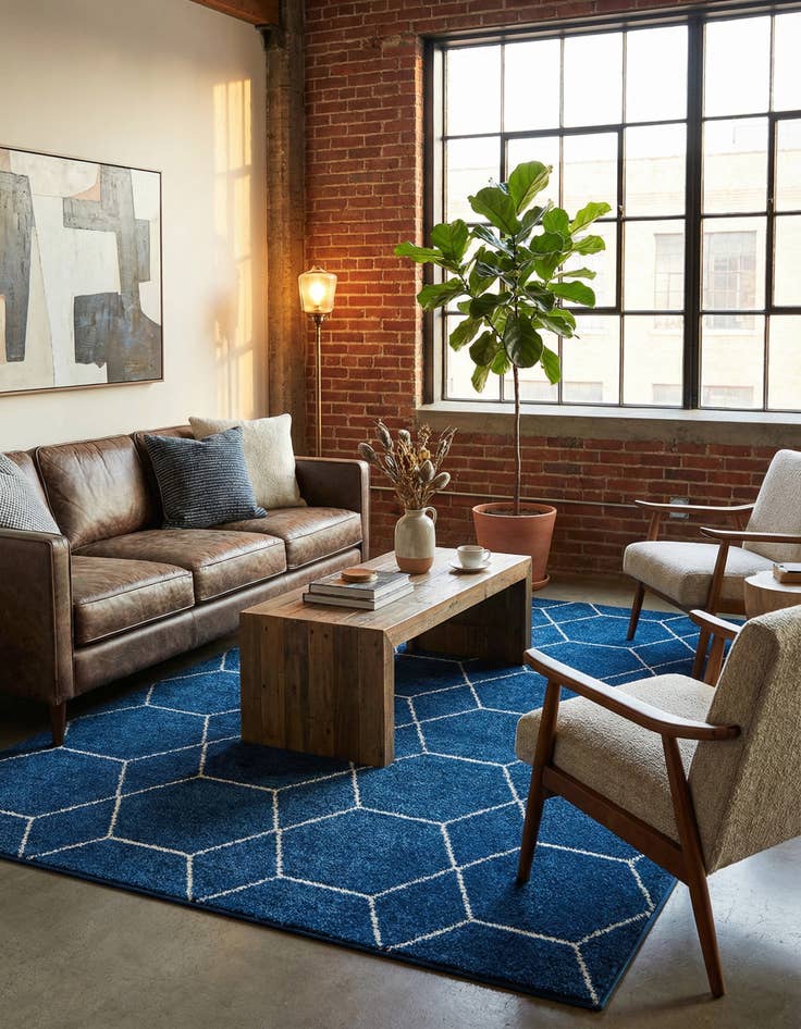 Detail image of 7' 10 x 11' Lattice Frieze Rug