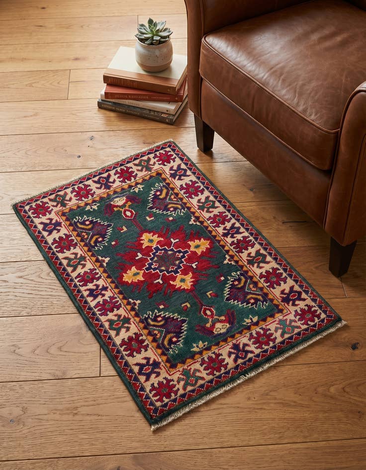 Detail image of 2' x 3' 1 Hand Knotted Kazak Rug