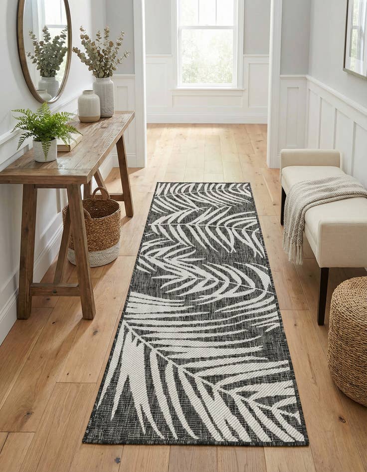Detail image of 2' x 6' Easy-Clean Botanical Indoor / Outdoor Runner Rug