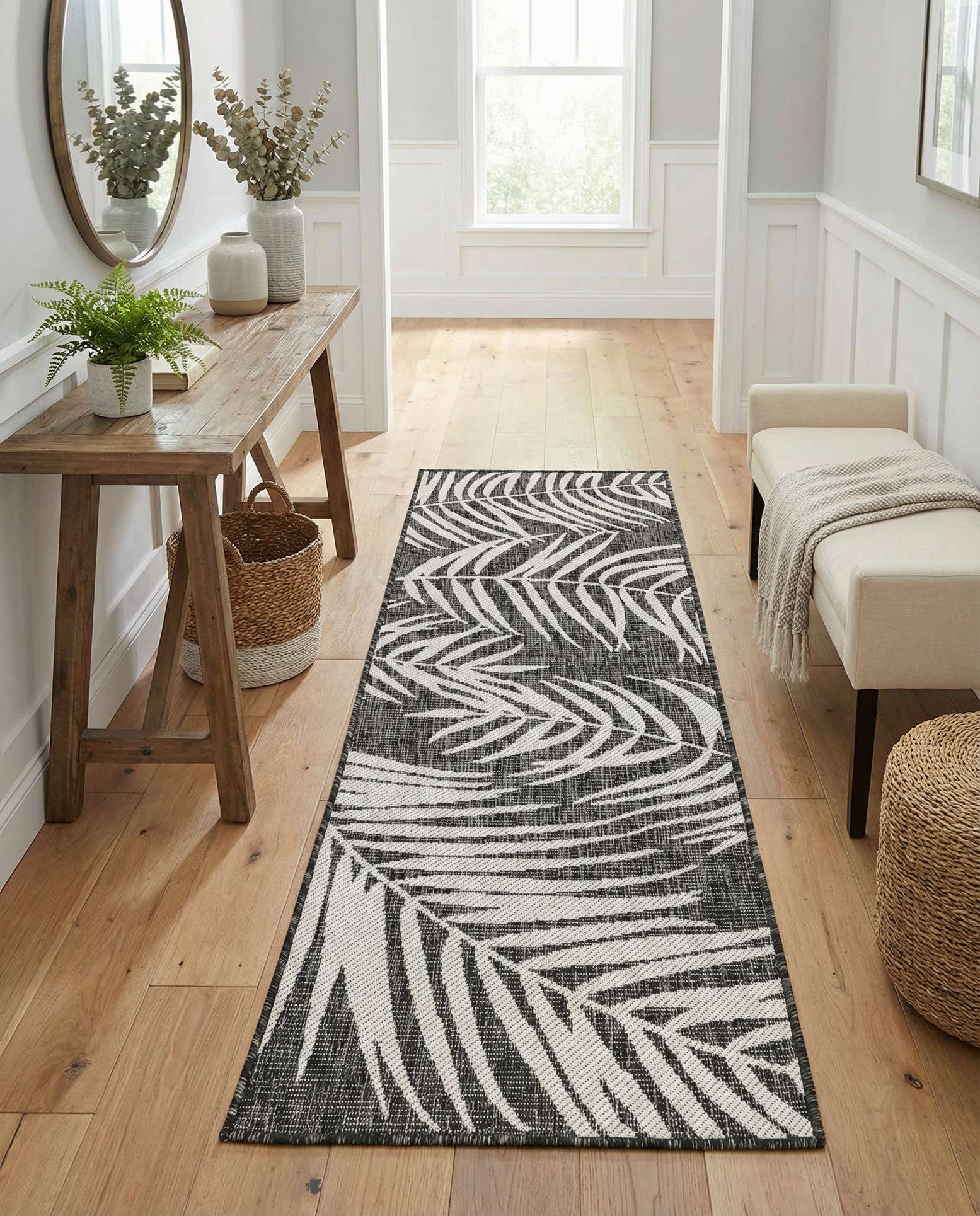 2' x 6' Easy-Clean Botanical Indoor / Outdoor Runner Rug