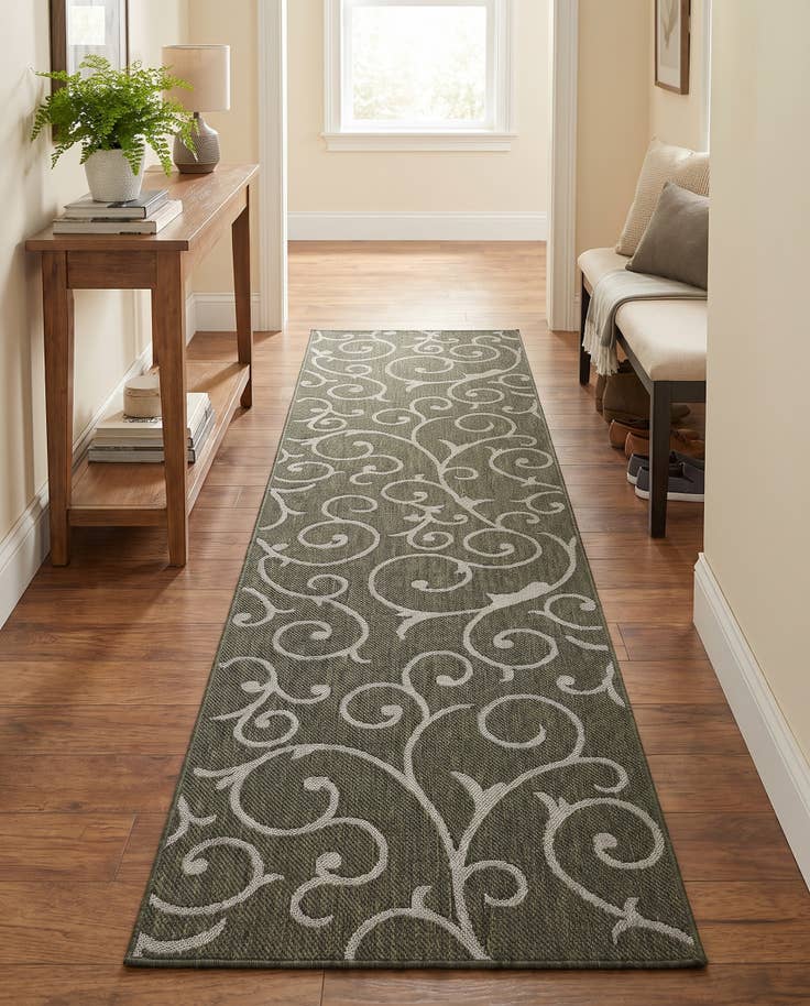 Detailfoto van 80cm x 365cm Makkelijk schoon te maken Botanical Binnen / buiten Loper Vloerkleed