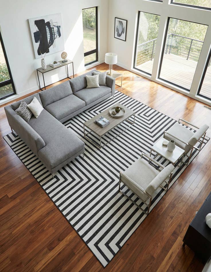 Detail image of 13' x 13'  Washable Modern Indoor / Outdoor Square Rug