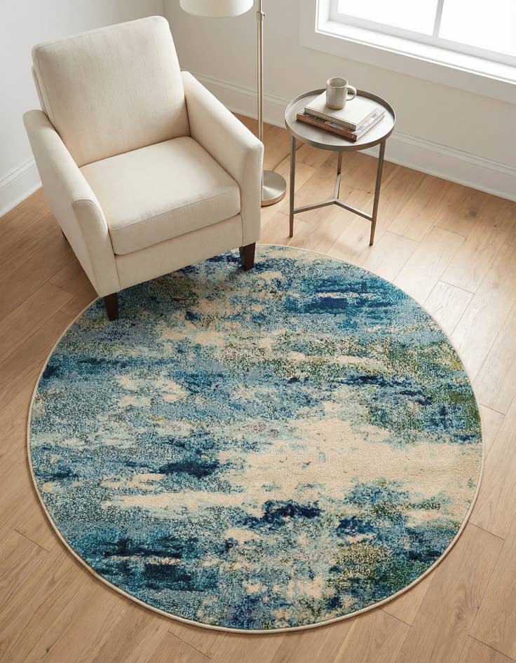 Detail image of 4' x 4'  Washable Spectrum Round Rug
