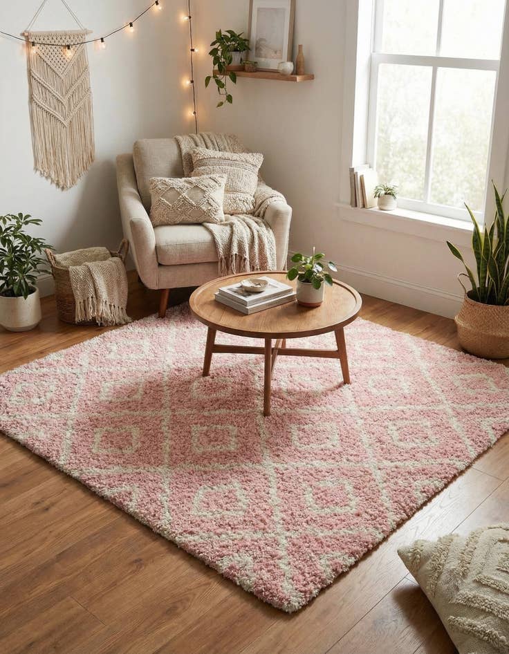 Detail image of 6' x 6' Lattice Shag Square Rug