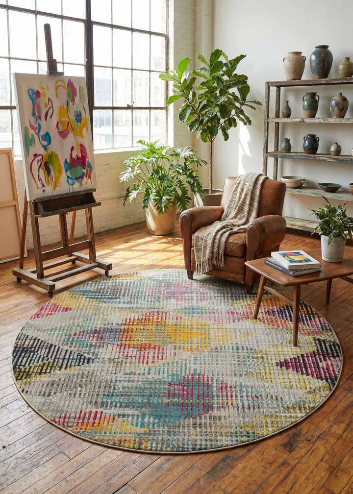 8' x 8' Washable Theia Round Rug