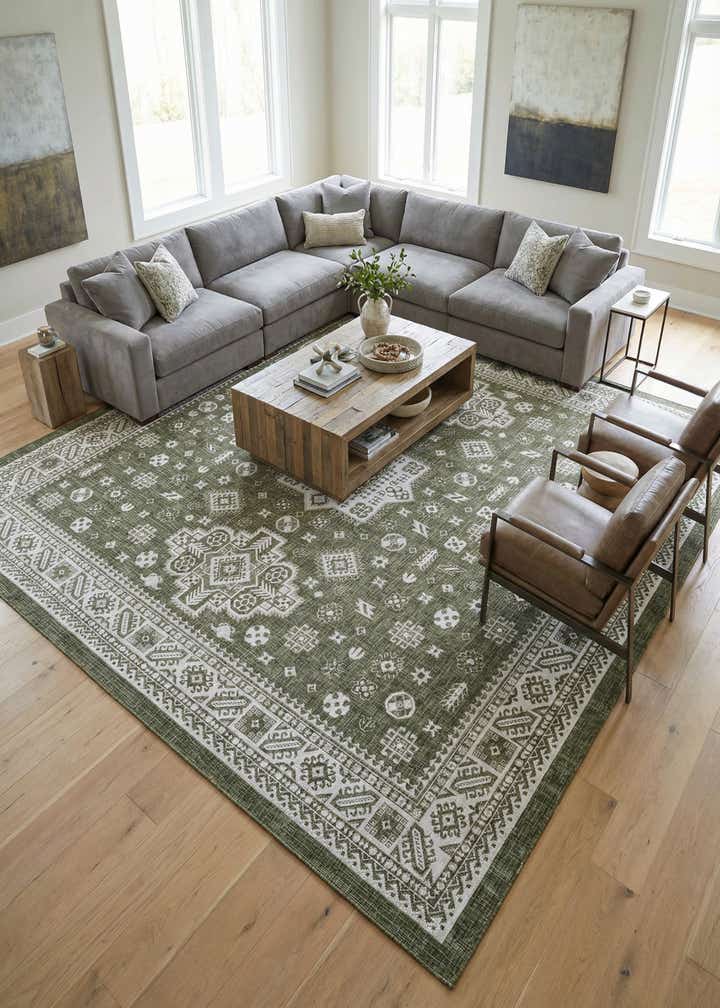 13' x 13' Easy-Clean Aztec Indoor / Outdoor Square Rug