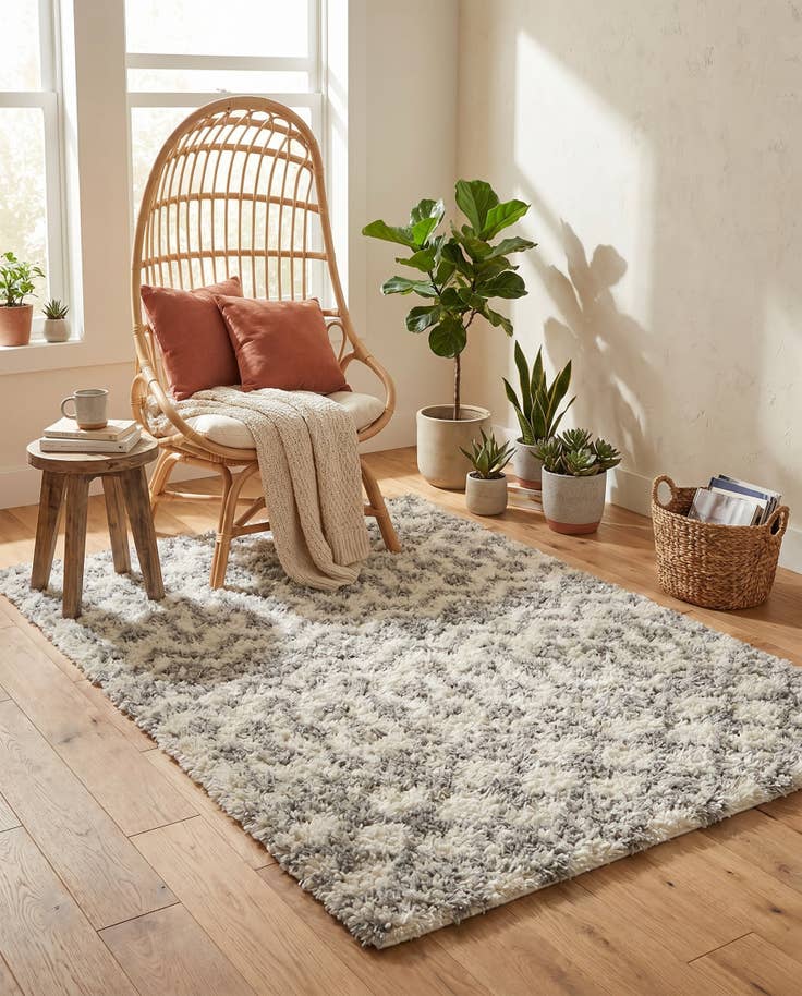 Detail image of 4' x 6' Moroccan Trellis Shag Rug