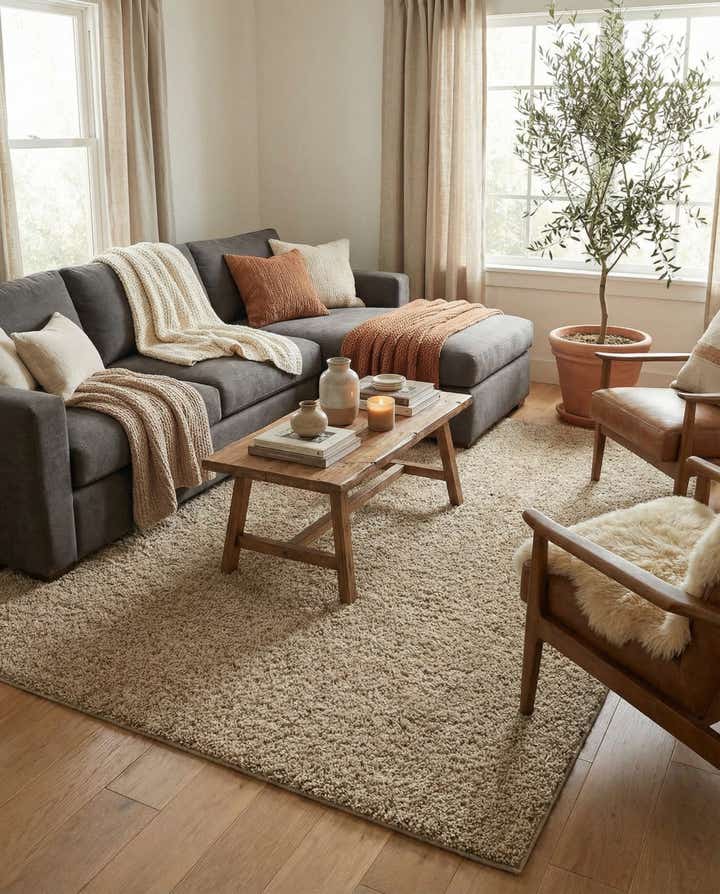 9' x 12' Soft Solid Shag Rug