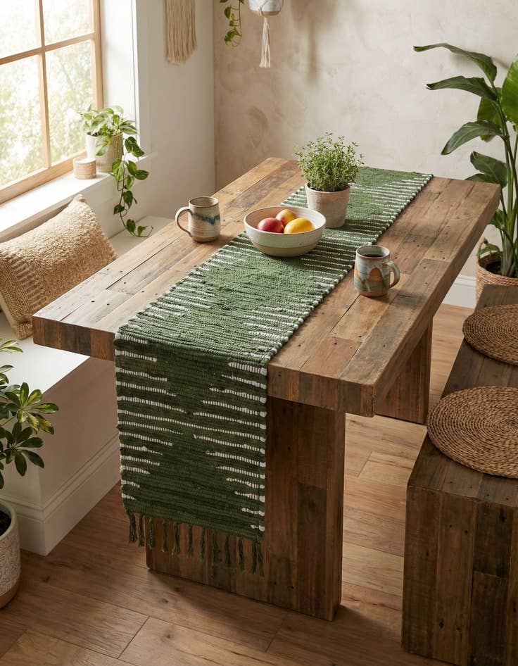 Detail image of 1' 2 x 6' 1 Hand Woven Chindi Cotton Table Runner Rug