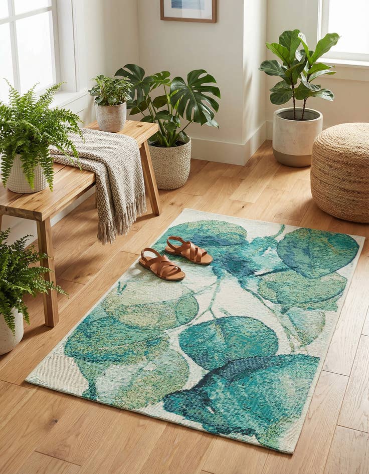 Detail image of 2' x 3'  Washable Botanical Indoor / Outdoor Rug