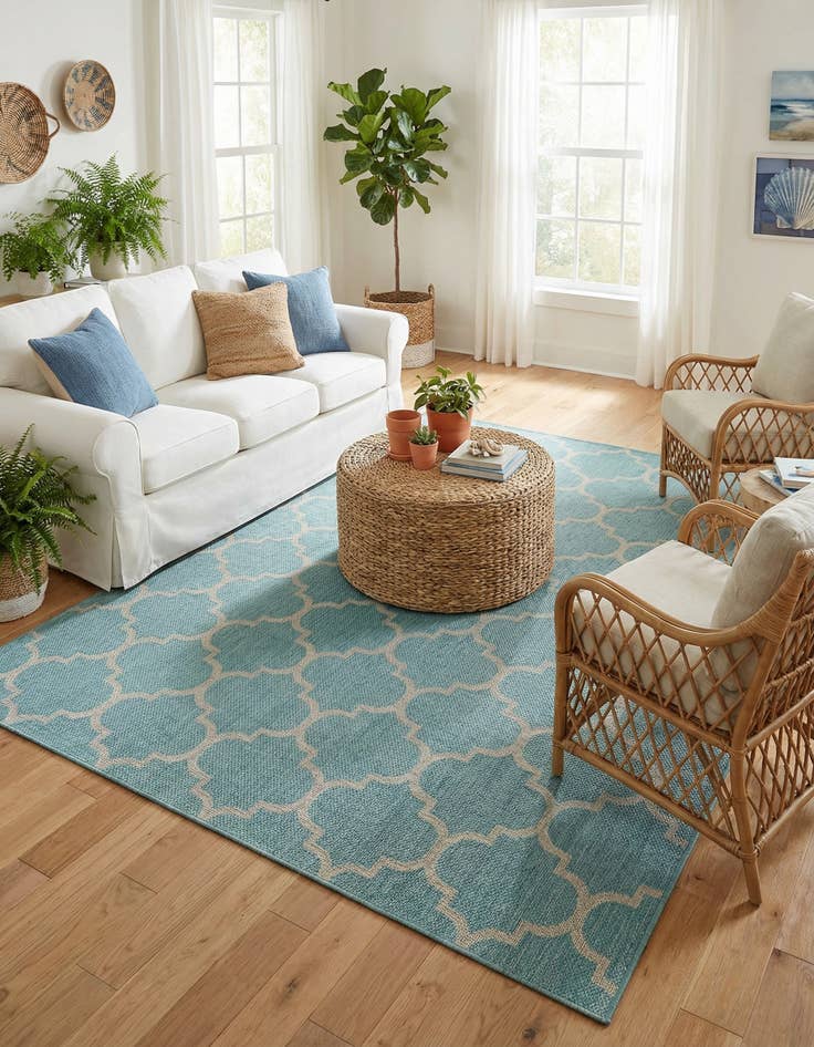 Detail image of 7' 10 x 10'  Washable Trellis Indoor / Outdoor Rug