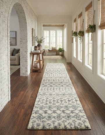 3' 3 x 16' 5 Moroccan Trellis Shag Runner Rug
