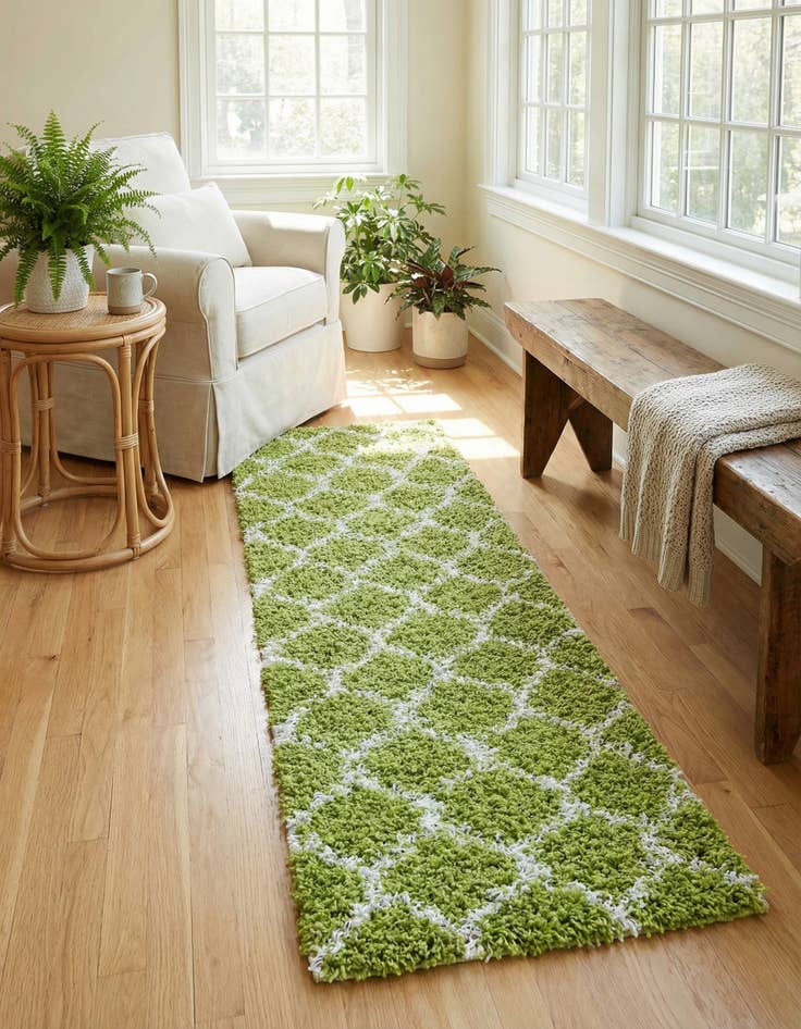 Detail image of 2' x 7' Trellis Shag Runner Rug