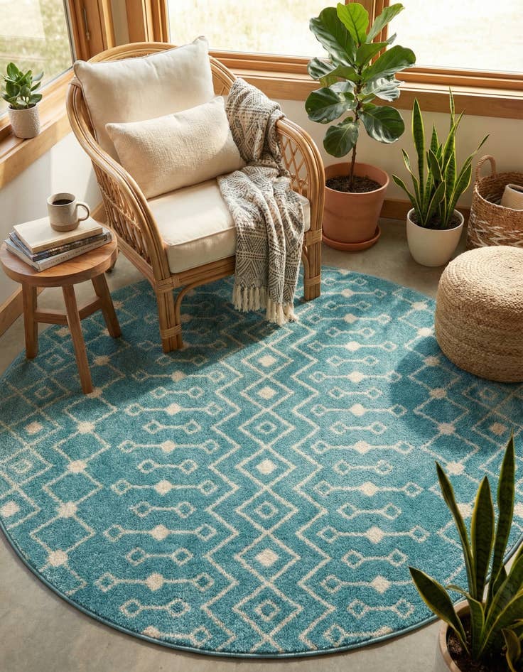 Detail image of 6' x 6' Moroccan Trellis Round Rug