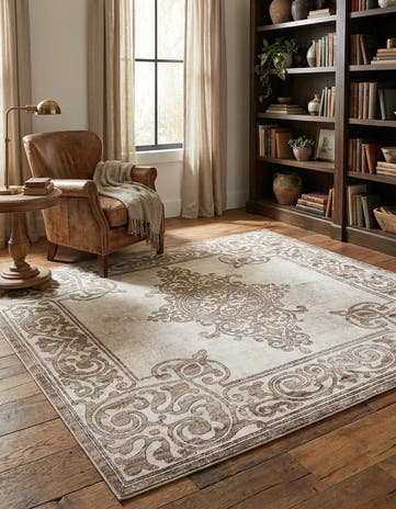 Chocolate Brown Hermitage Square Rug