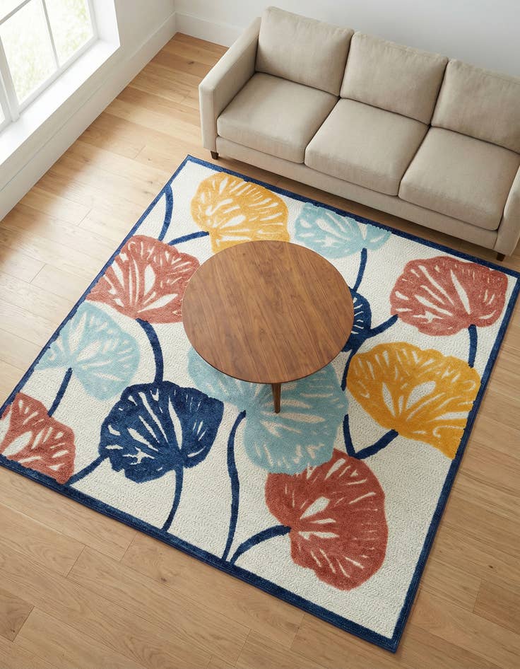 Detail image of 7' 10 x 7' 10  Washable Belize Indoor / Outdoor Square Rug