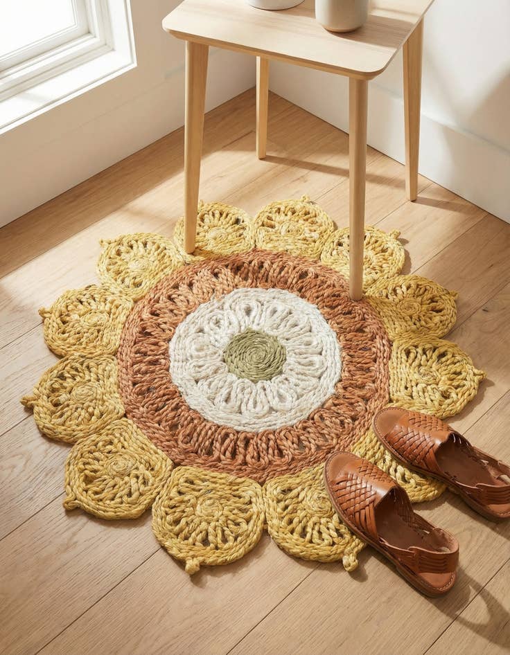 Detail image of 2' x 2'  Hand Braided Jute Round Rug